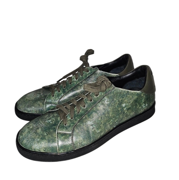 Versus Versace Green Abstract Leather Lace Up Sneakers EU 40 Women 9 - Picture 2 of 9